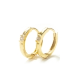 ホワイト | ピアス 金属アレルギー対応 つけっぱなし フープ ダイヤ 18k シルバー | Noelmarket