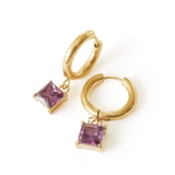 パープル | ピアス 金属アレルギー対応 つけっぱなし フープ 18k シルバー ステンレス | Noelmarket