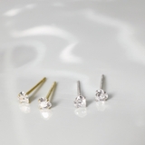 ピアス 金属アレルギー対応 つけっぱなし ハート ダイヤ 18k シルバー | Noelmarket | 詳細画像6 