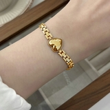 ゴールド | サージカルステンレスハートチェーンブレスレット アクセント おしゃれ | SLENDER