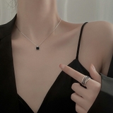 スクエアペンダントネックレス ブラック おしゃれ | SLENDER | 詳細画像4 