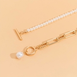パールチェーンフロントロックネックレス ロングネックレス 2重 | SLENDER | 詳細画像2 