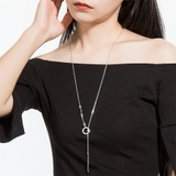 シルバー | ロングチェーンデザインネックレス ジルコニア 上品 | SLENDER