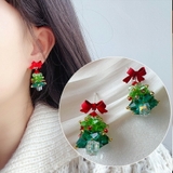 グリーン | クリスマスツリーピアス リボンピアス 存在感抜群 | SLENDER