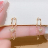 ハート×チェーンデザインピアス ゴールド パーティー | SLENDER | 詳細画像1 