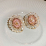 ビーズ刺繍デザインピアス 押し花 レトロ感 | SLENDER | 詳細画像3 