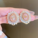 ビーズ刺繍デザインピアス 押し花 レトロ感 | SLENDER | 詳細画像5 
