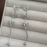 リボンデザインタッセルピアス シルバー パーティー | SLENDER | 詳細画像3 