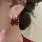 ゴールド | ベルベットリボンパールピアス ゴールド パーティー | SLENDER