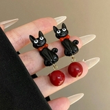 ジジモチーフ 黒猫ピアス レッド | SLENDER | 詳細画像1