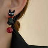 ジジモチーフ 黒猫ピアス レッド | SLENDER | 詳細画像3