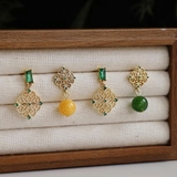 アシンメトリー透かしデザインピアス グリーン ポスト部分:S925 | SLENDER | 詳細画像3