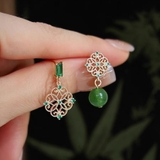 グリーン | アシンメトリー透かしデザインピアス グリーン ポスト部分:S925 | SLENDER