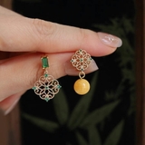 アシンメトリー透かしデザインピアス グリーン ポスト部分:S925 | SLENDER | 詳細画像4