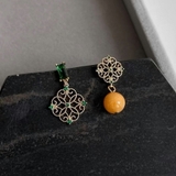 アシンメトリー透かしデザインピアス グリーン ポスト部分:S925 | SLENDER | 詳細画像6