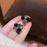 立体キューブデザインピアス ブラック ポストS925 | SLENDER | 詳細画像2 