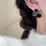 立体キューブデザインピアス ブラック ポストS925 | SLENDER | 詳細画像3 