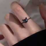 ブルーアイキャットオープンリング 3D猫 ブラック | SLENDER | 詳細画像1 