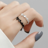 ブラック | イチョウモチーフオープンリング 銀杏 シルバー | SLENDER