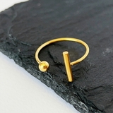 ゴールド | スフィア×バーモチーフデザインオープンリング ワンポイント おしゃれ | SLENDER