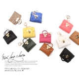 未使用 かごバッグ カデナ キーチャーム付 ライトブラウン カデナ付き型押しバッグチャーム レディース キーホルダー[品番