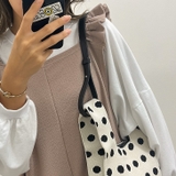 ブラック(ショート) | ショルダーストラップ ニット バッグ | REAL STYLE