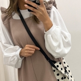 ブラック(ロング) | ショルダーストラップ ニット バッグ | REAL STYLE