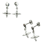 キュービックジルコニア クロスフラワー ピアス チタンポスト | アクセサリーショップPIENA | 詳細画像1