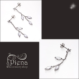 リーフモチーフピアス キュービックジルコニア3粒が耳元でキラキラ揺れるぶら下がり… | アクセサリーショップPIENA | 詳細画像2