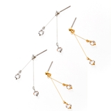 2つのジルコニアが揺れるピアス チタンポスト シルバー ゴールド 日本製 | アクセサリーショップPIENA | 詳細画像1 