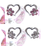 ハートとフラワーのラインストーンピアス カラーも2種類から選べる チタンポスト | アクセサリーショップPIENA | 詳細画像1 