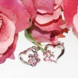 ハートとフラワーのラインストーンピアス カラーも2種類から選べる チタンポスト | アクセサリーショップPIENA | 詳細画像2 