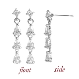 揺れる3連3ストーンのティアドロップ滴型ジルコニアピアス チタン製ポスト | アクセサリーショップPIENA | 詳細画像2