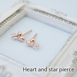10金ピンクゴールドのハートにホワイトのキュービックジルコニアが輝くピアス | アクセサリーショップPIENA | 詳細画像1
