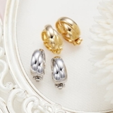 X交差ラインのハーフリングイヤリング エレガントなC型デザイン 甲丸タイプ | アクセサリーショップPIENA | 詳細画像1 