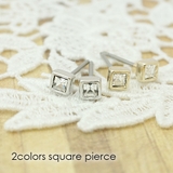 小さなスクウェアピアス ラインストーン スタッドピアス | アクセサリーショップPIENA | 詳細画像1 