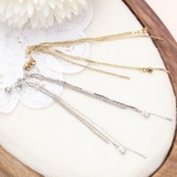 エレガントな3種類のロングチェーンがついたノンホールピアス イヤリング | アクセサリーショップPIENA | 詳細画像1 