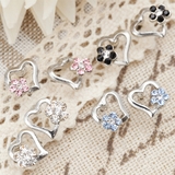 スタッドピアス チタン製ポスト 低アレルギー オープンハート ストーンフラワー | アクセサリーショップPIENA | 詳細画像1 