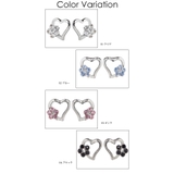 スタッドピアス チタン製ポスト 低アレルギー オープンハート ストーンフラワー | アクセサリーショップPIENA | 詳細画像2 