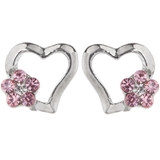 スタッドピアス チタン製ポスト 低アレルギー オープンハート ストーンフラワー | アクセサリーショップPIENA | 詳細画像6 