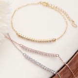 ブレスレット ジルコニアを並べたU字バーをチェーンでつないだブレス サージカルス… | アクセサリーショップPIENA | 詳細画像1 