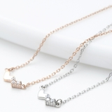 ダブルハートネックレス キュービックジルコニア3粒のハートネックレス+メタルハー… | アクセサリーショップPIENA | 詳細画像1