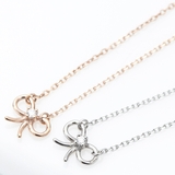 プチリボンネックレス 結び目に1粒キュービックジルコニア ショートネックレス | アクセサリーショップPIENA | 詳細画像1