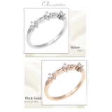 細身プチリング 3粒キュービックジルコニア 小さなお花が指先に咲いたようなデザイ… | アクセサリーショップPIENA | 詳細画像2 