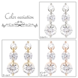 大きさの異なる3石のジルコニアピアス チタンポスト 低金属アレルギー | アクセサリーショップPIENA | 詳細画像2 