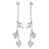ハート形キュービックジルコニアフリンジピアス トリロジー 3石 | アクセサリーショップPIENA | 詳細画像4 