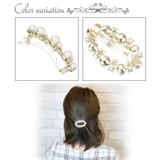 パールとストーンが交互に並んだバレッタ ゴールド クリア | アクセサリーショップPIENA | 詳細画像3 