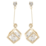 キューブの中にジルコニアを閉じ込めたフリンジピアス チタン製ポスト ニッケルフリ… | アクセサリーショップPIENA | 詳細画像5