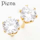 4ミリキュービックジルコニア1石ピアス ゴールド サージカルステンレス製 | アクセサリーショップPIENA | 詳細画像1 