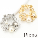 マットな桜リースブローチ パール ストーン | アクセサリーショップPIENA | 詳細画像1 